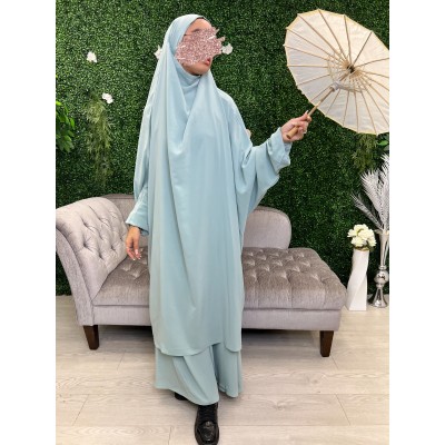 Jilbab jupe turquoise claire soie de medine